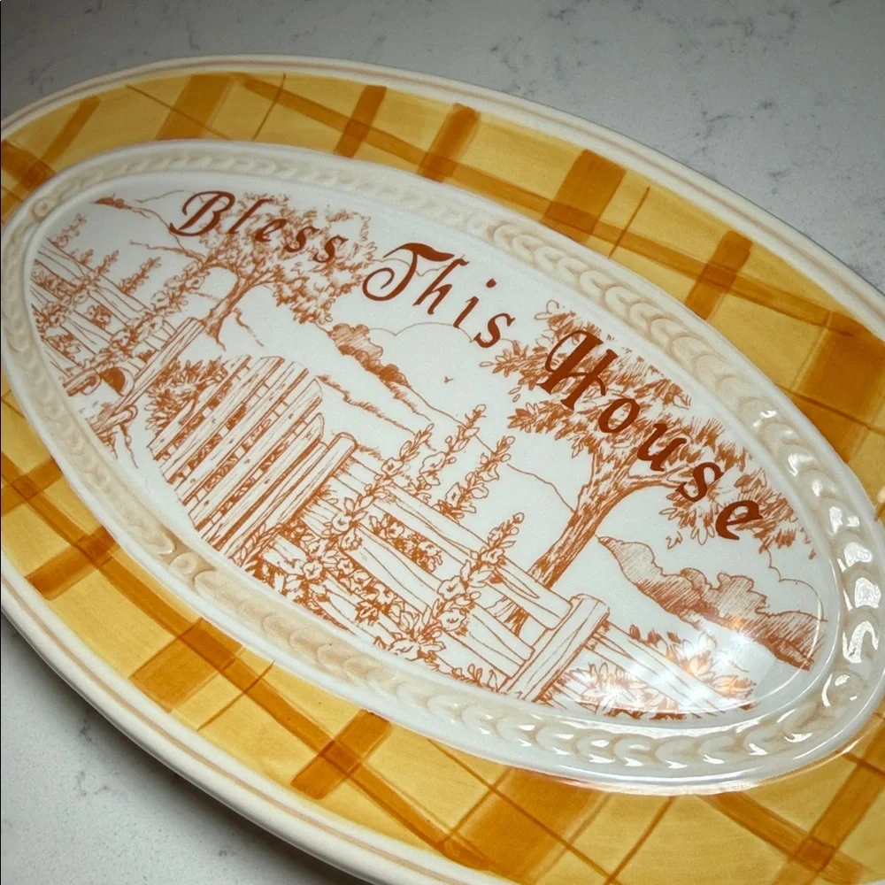 Fitz and Floyd ‘Bless This House’ Small‎ Oval Ceramic Platter